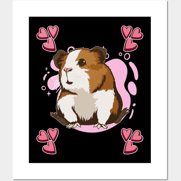 Pink Heart Design Guinea Pig Wall Art by TheTeeBee